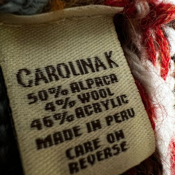 Carolina K Alpaca Wool Fringe Poncho Sweater Multicolor Geometric Medium Boho - Picture 9 of 14